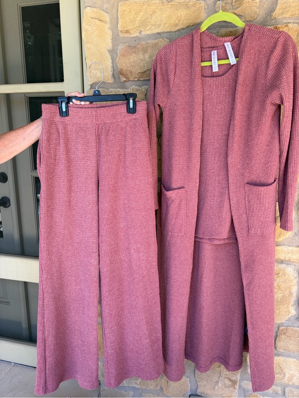 Scarlett Ribbed Wide-Leg Pants in Dusty Rose